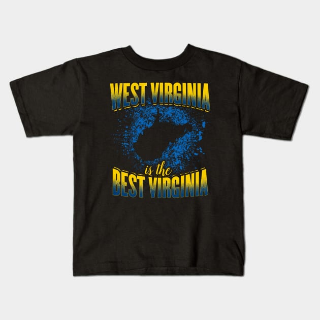 Best West Virginia Map Graphic Design Kids T-Shirt by jaybeebrands